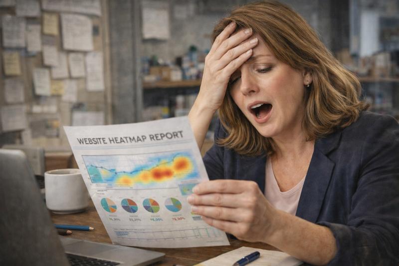 Heatmap visualization over a website showing visitor click and scroll behavior