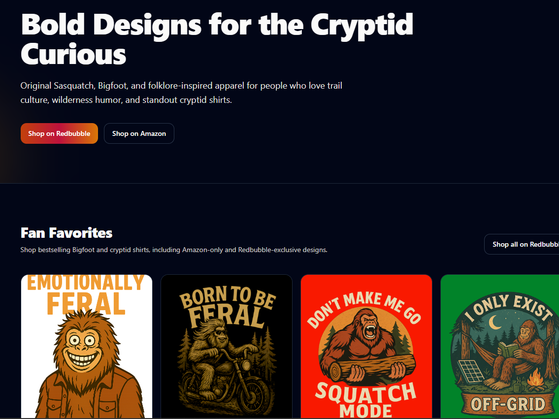 Sassy Cryptid - recent web project